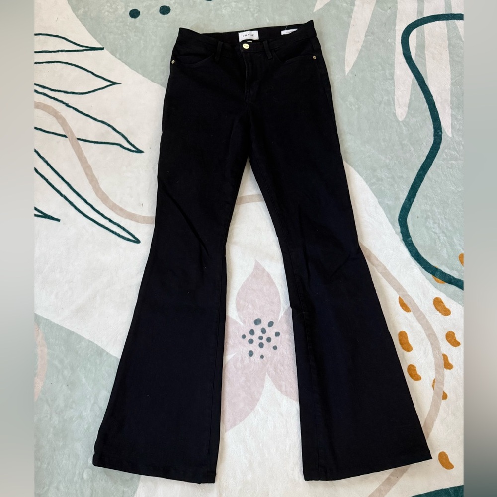 Frame Denim Black Wide Leg Jeans